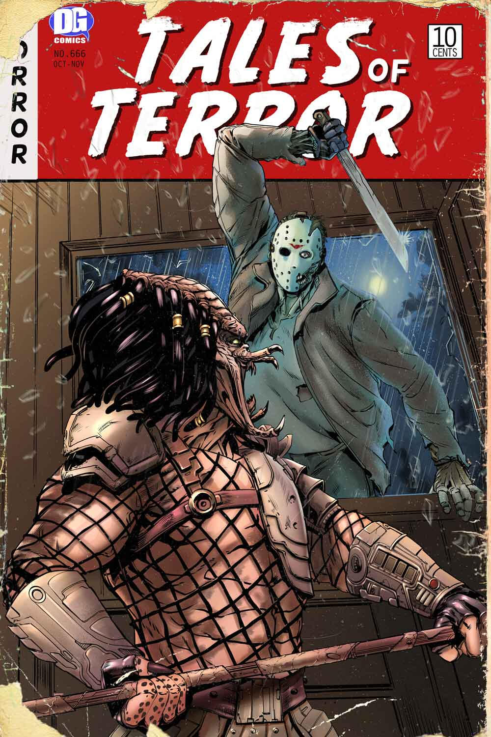 Mockup cover for a mashup comic idea of Jason Vorhees vs The Predator